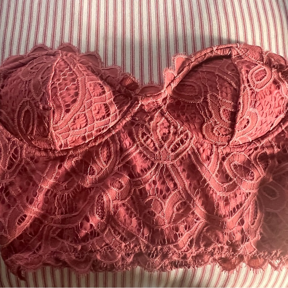 Altar’d State Lace Bustier Top in Rust New Without Tags